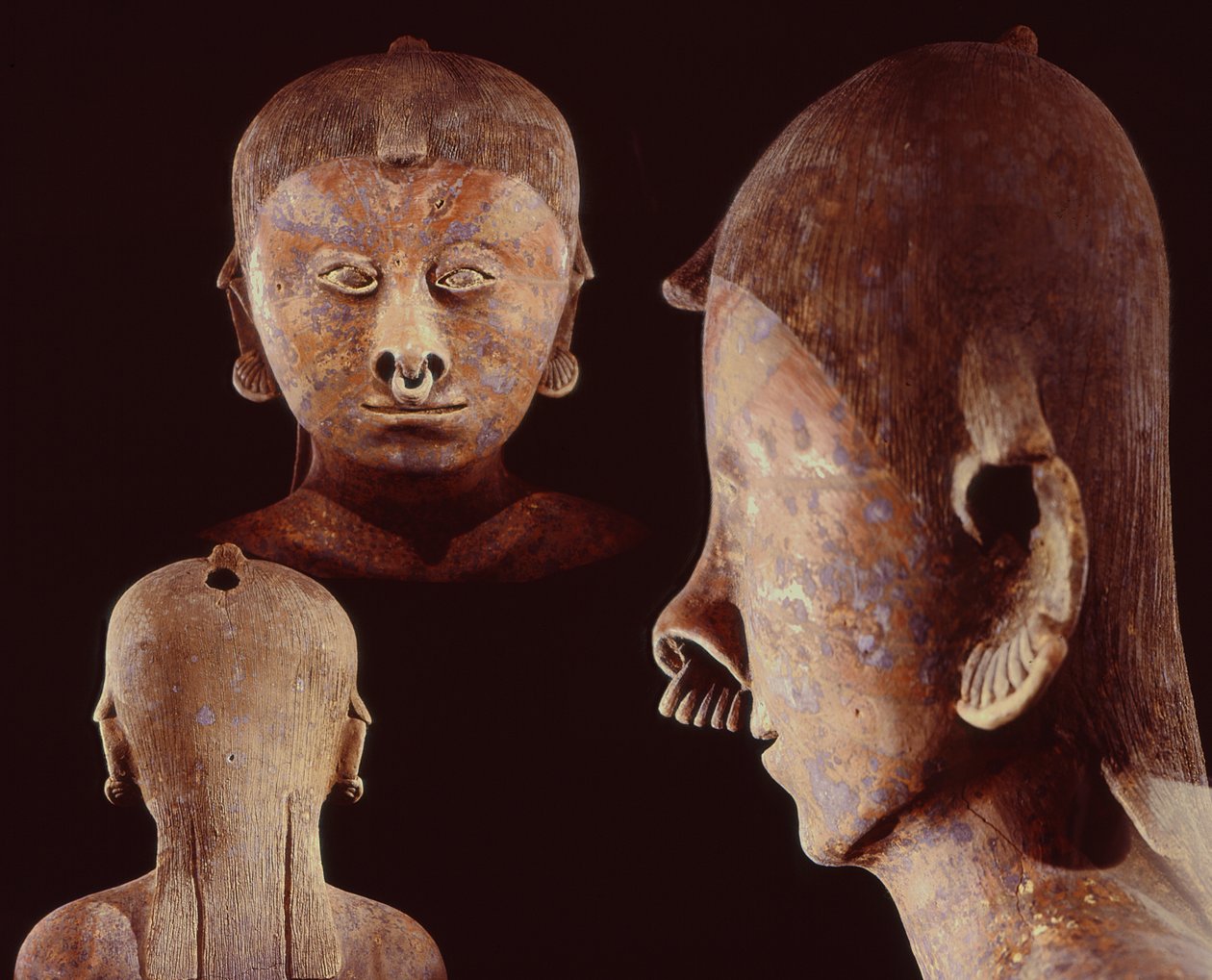 Detalhes da figura sentada, Chinesco Culture, (cerâmica) de Pre Columbian Pre Columbian