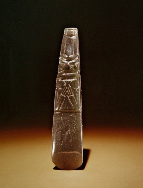 Celt olmecóide, de Guacimo, área de Linea Vieja (jade translúcido verde-mar) de Pre Columbian Pre Columbian
