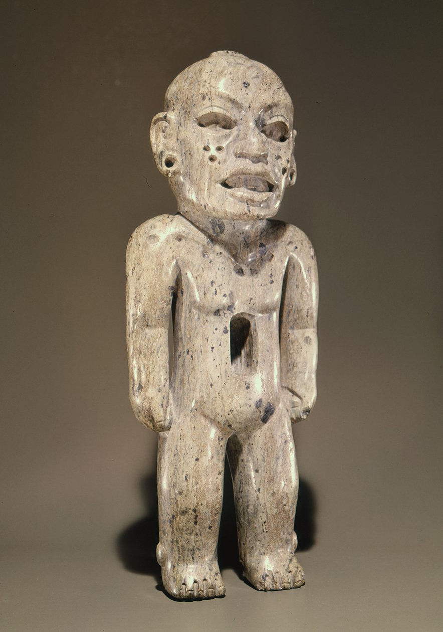Estatueta representando uma figura humana em pé, estilo Teotihuacan, de Puebla, México (jade) de Pre Columbian Pre Columbian