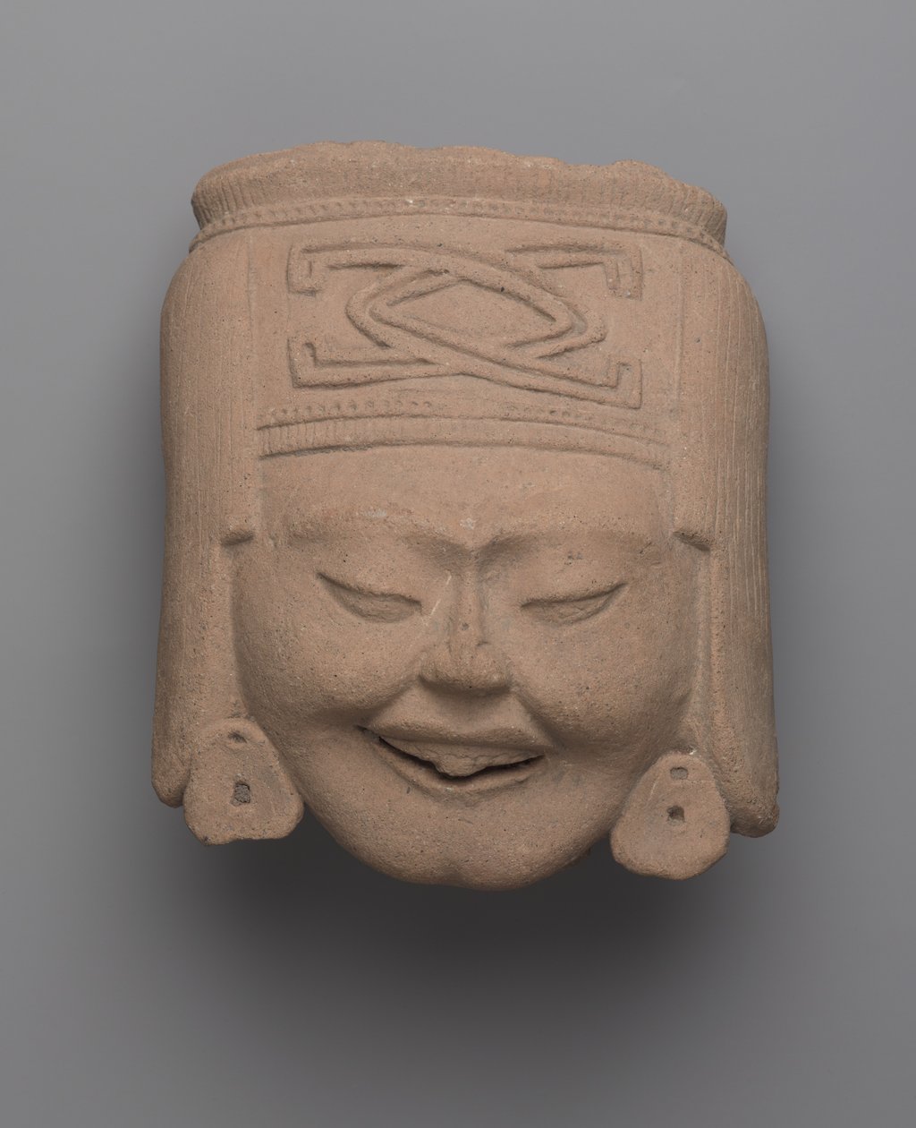 Cabeça de Mulher Rindo, Totonac (cerâmica) de Pre Columbian
