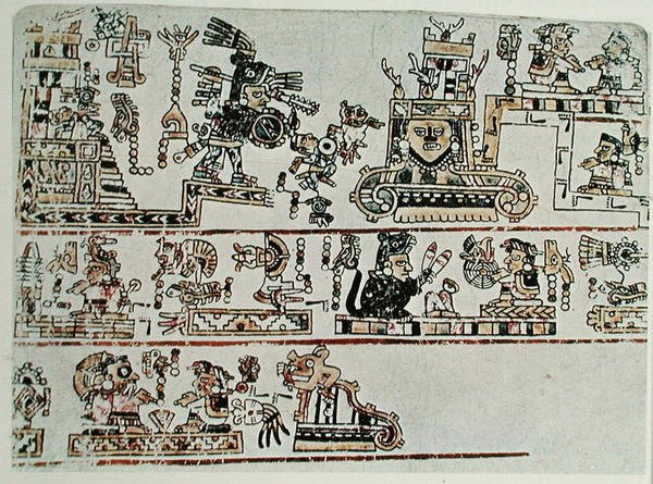 Cópia facsimilada do Codex Bodley, detalhe, c.1521 (vellum) de Pre Columbian Pre Columbian