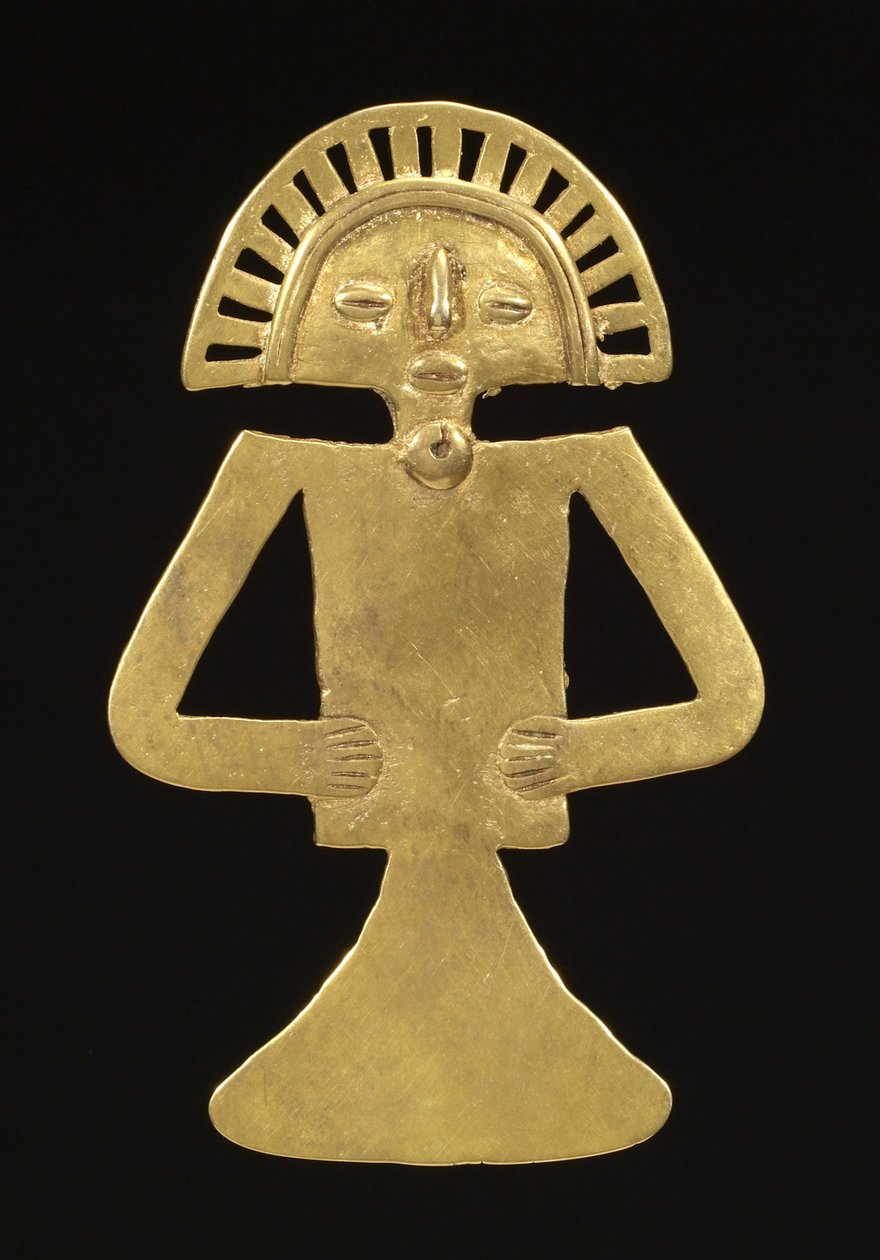 Pingente Figural, c.700-1000 (ouro) de Pre Columbian Pre Columbian