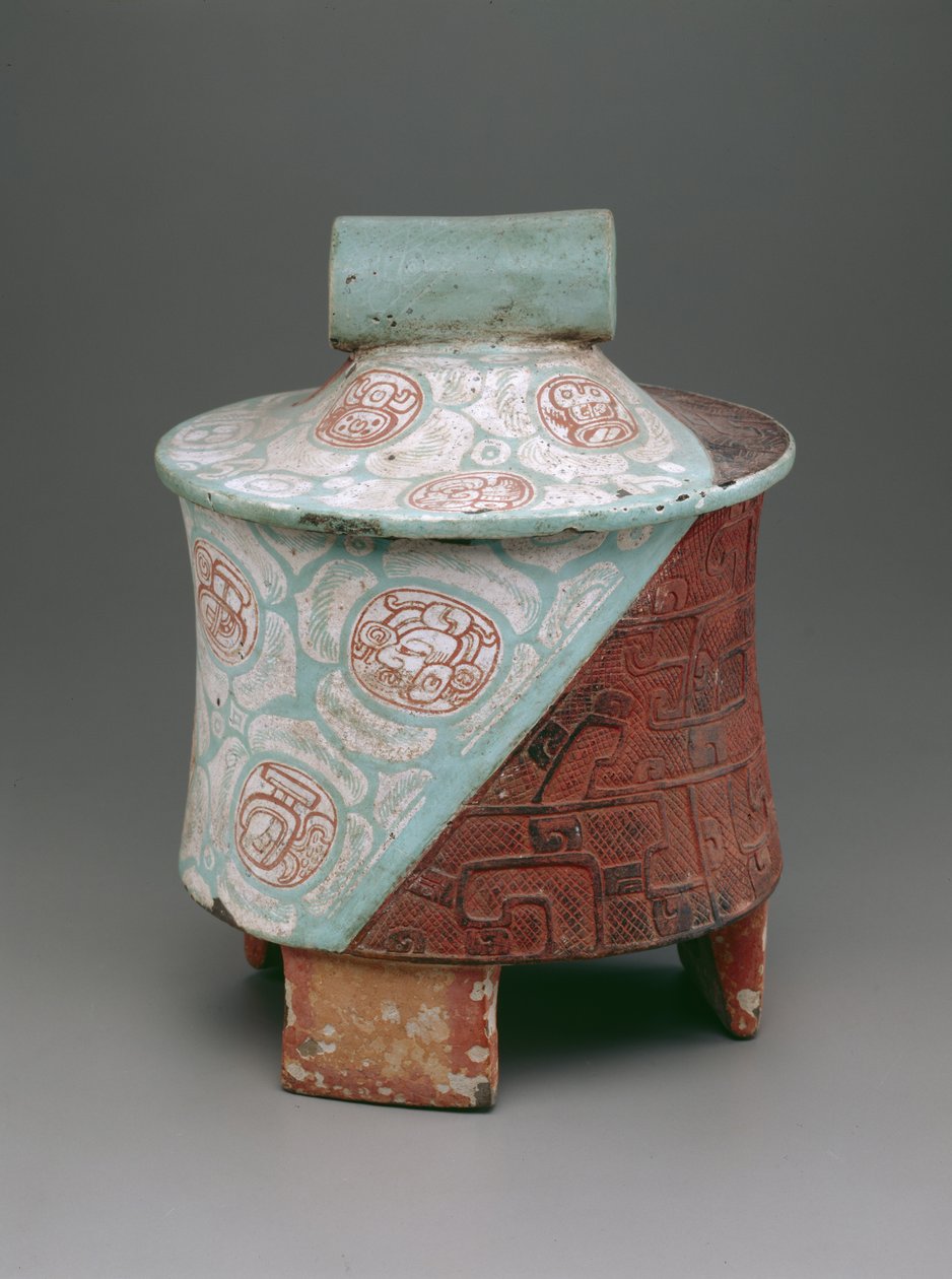 Recipiente de tripé com pernas de placa (cerâmica) de Pre Columbian Pre Columbian
