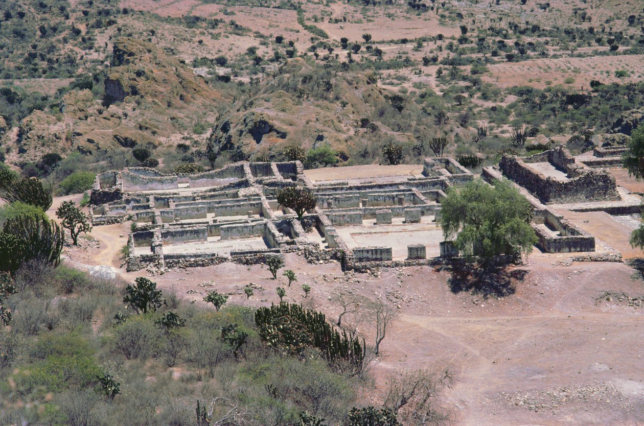 Vista aérea da cidade, período pós-clássico tardio de Pre Columbian