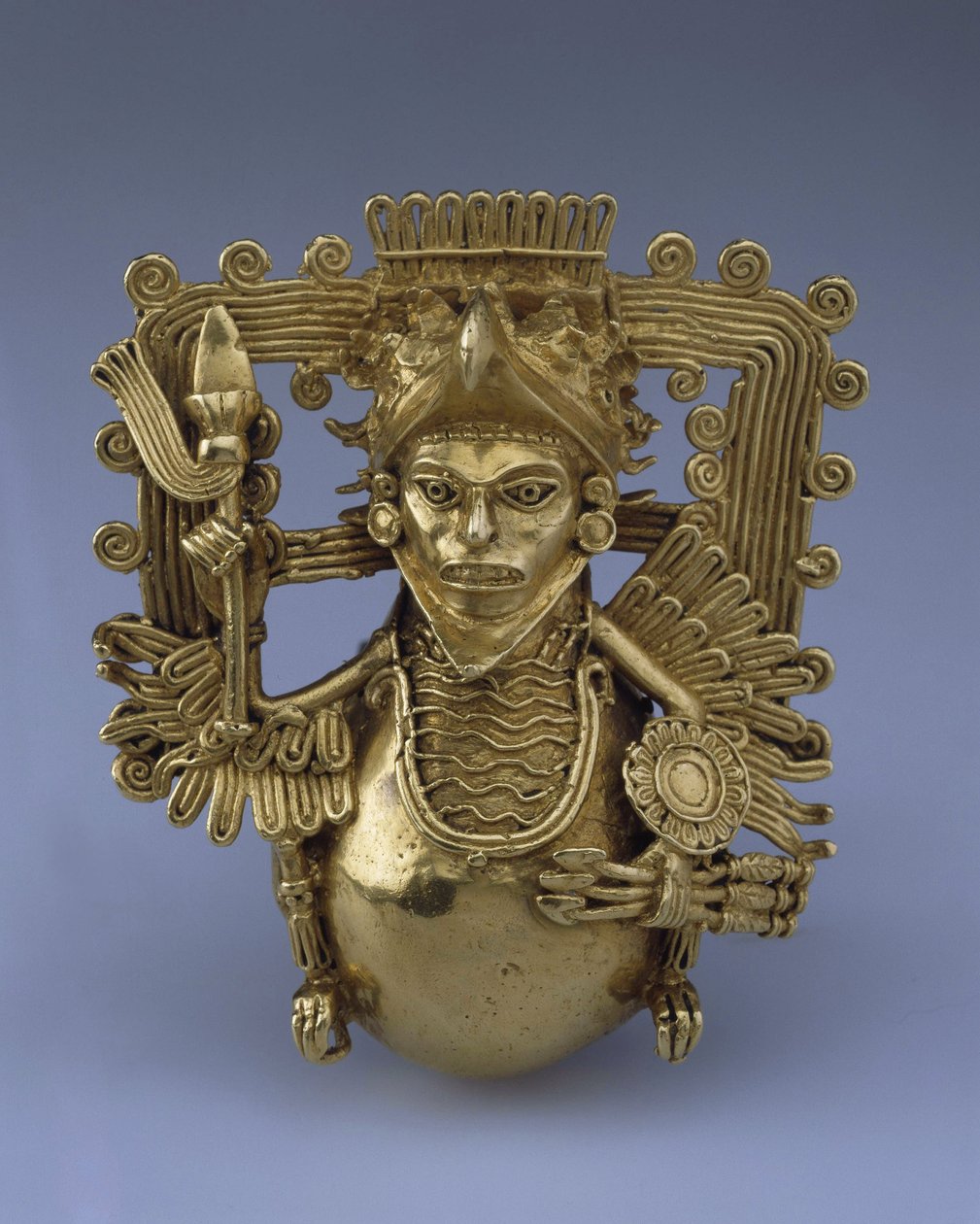 Pingente de sino, em Forma de Águia Guerreira por Arte Pré-Colombiana, Final do 15º cen. - Ouro, H 9 - Hermitage do Estado, São Petersburgo de Pre Columbian