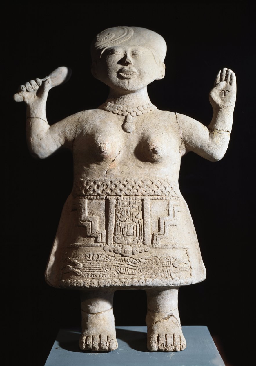 Arte pré-colombiana, civilização Totonac: estatueta de armas pré-estresse no ar do século 6-9 depois de JC From El Tajin (pedra) de Pre Columbian Pre Columbian