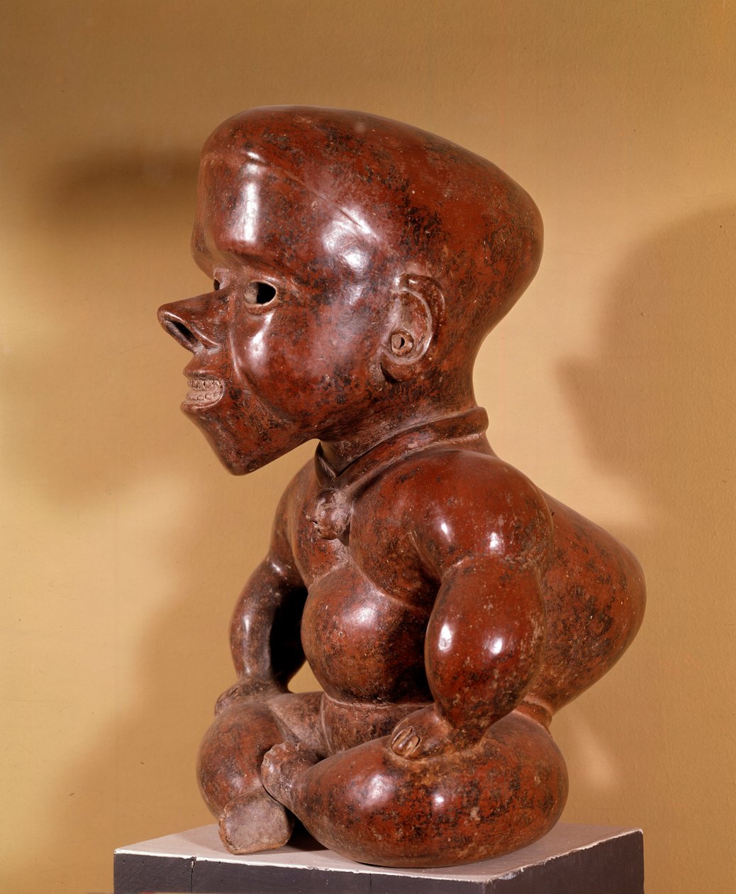 Arte pré-colombiana: estatueta de corcunda nua sentada. De Colima. Civilização das costas ocidentais. 300-1250 DC. Museu Arqueológico de Guadalajara. de Pre Columbian Pre Columbian