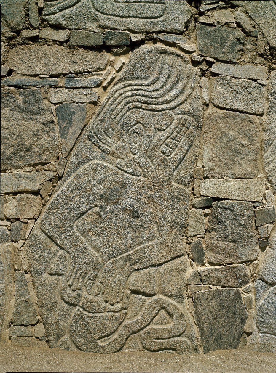 Muro com alívio de um guerreiro de Pre Columbian Pre Columbian