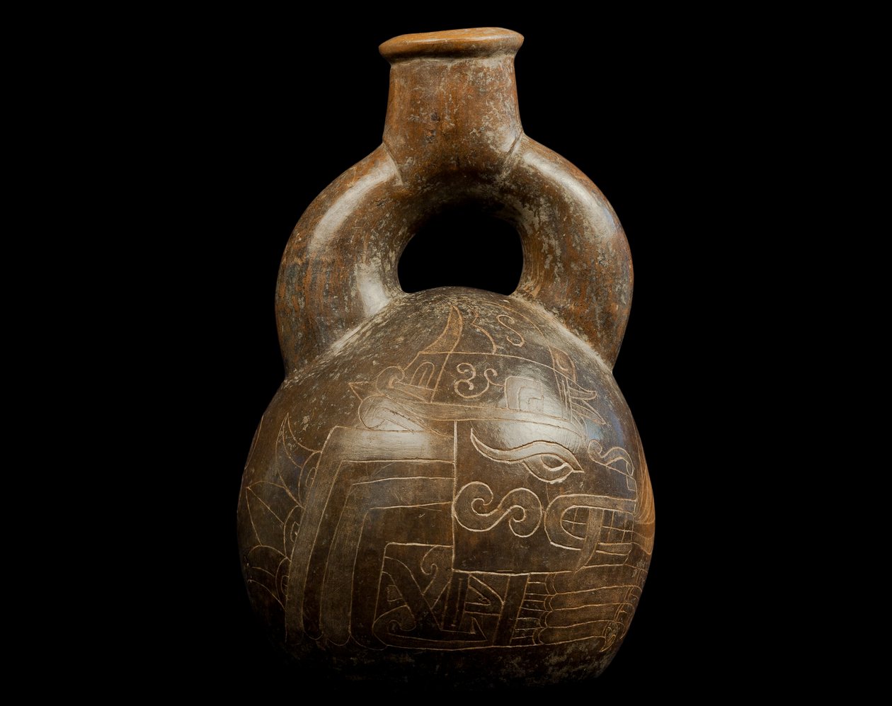 Jarra com pega de estribo / Culture Chavin (terracota) de Precolombian Precolombian