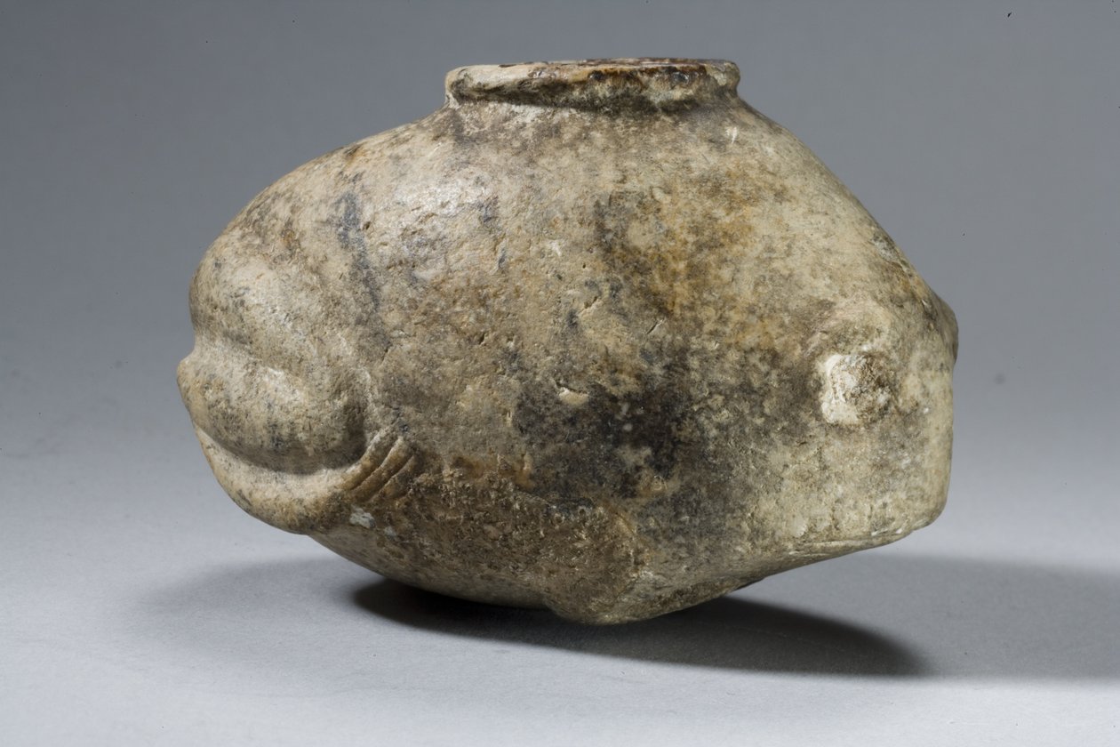 Navio de sapo (pedra com vestígios de incrustação) de Predynastic Period Egyptian