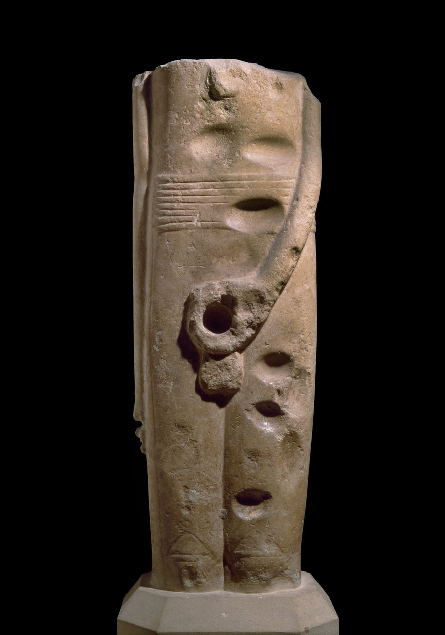 Escultura do deus Min, Hierakonpolis, possivelmente c.4000 aC (arenito) de Predynastic Period Egyptian