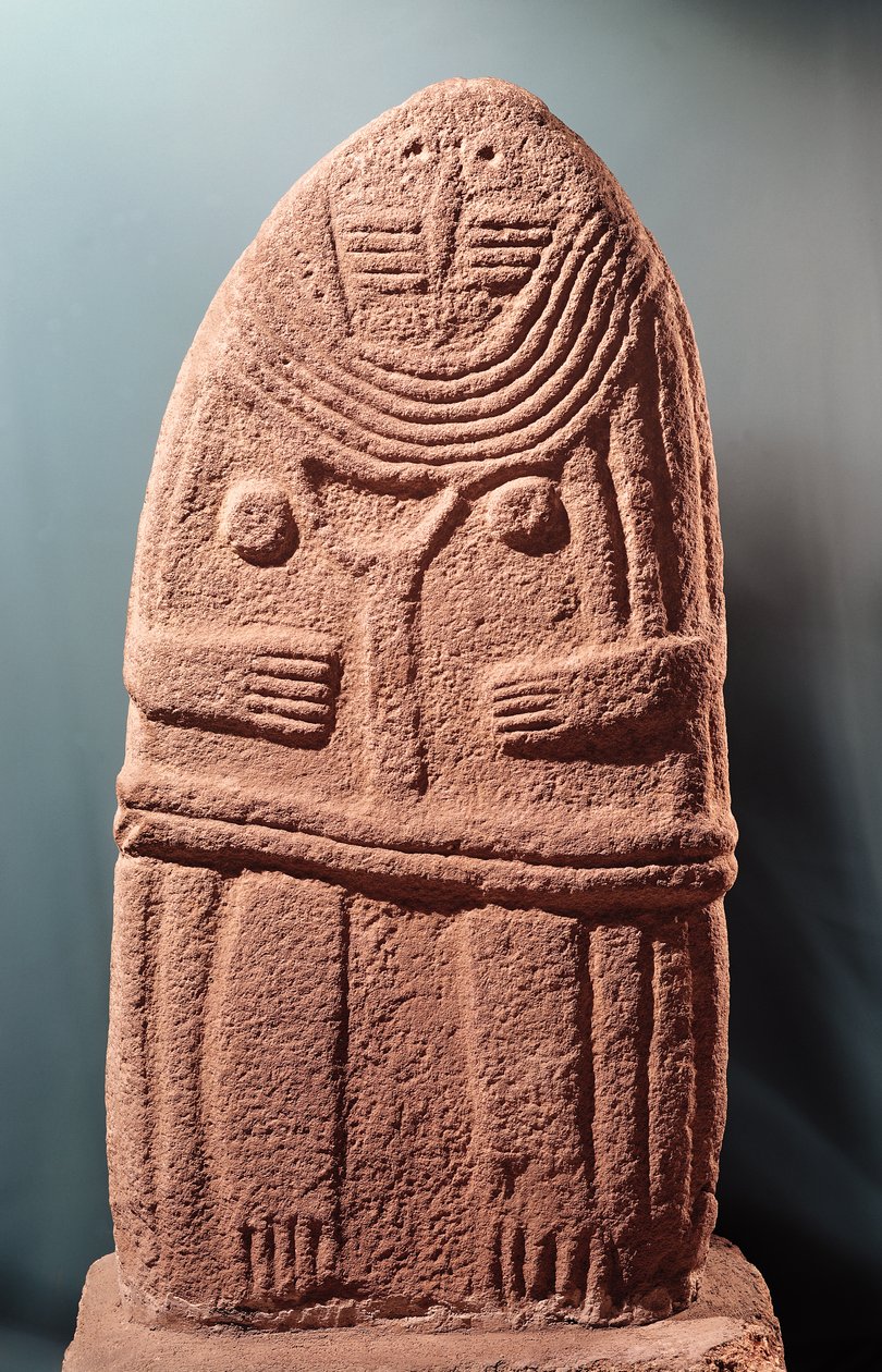 Menhir estátua no.4, de Saint-Sernins-sur-Rance, 6000-3500 aC (arenito) de Prehistoric