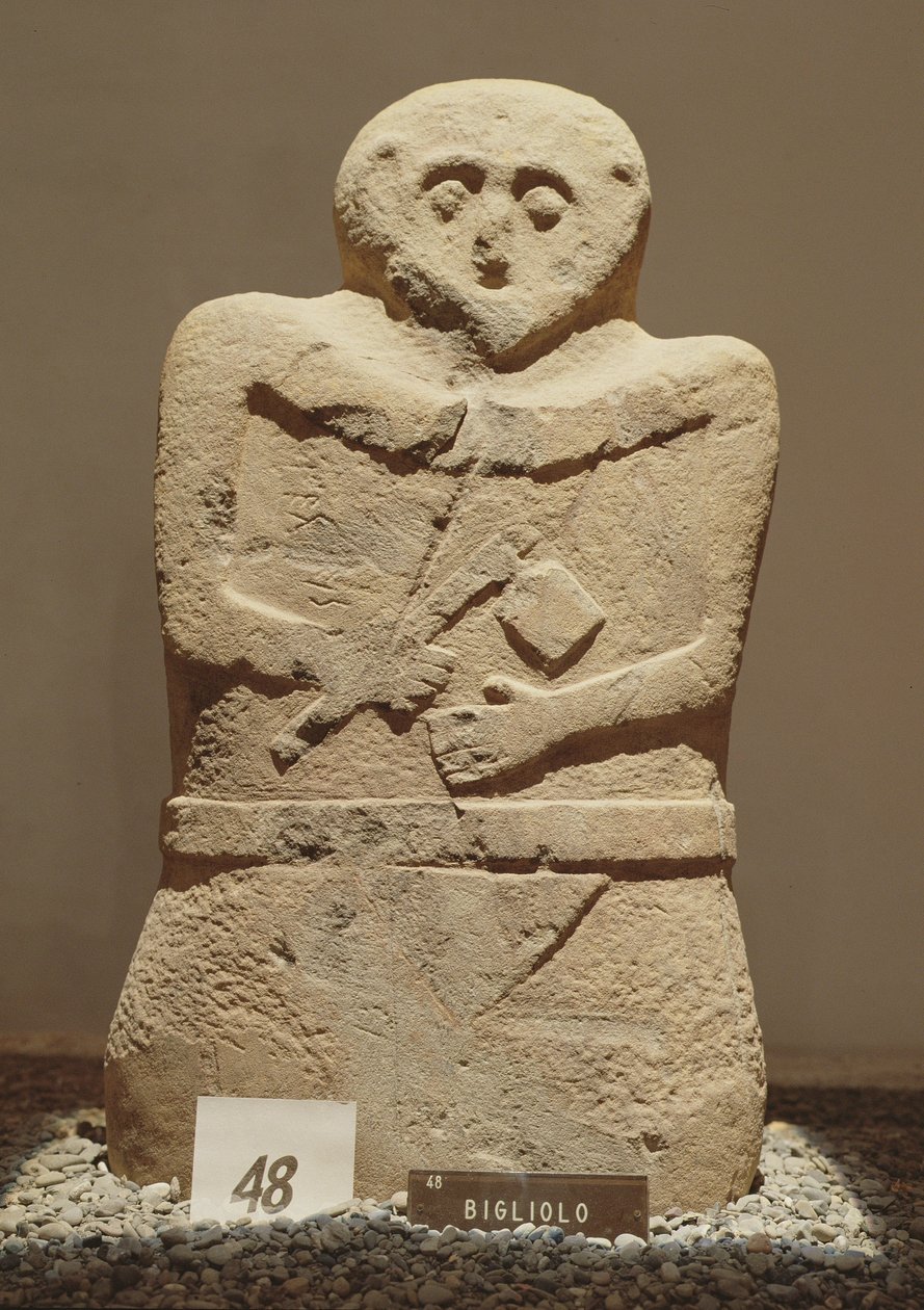 Uma das estelas de Lunigiana, encontrada em Bigliolo, c.3000 aC de Prehistoric