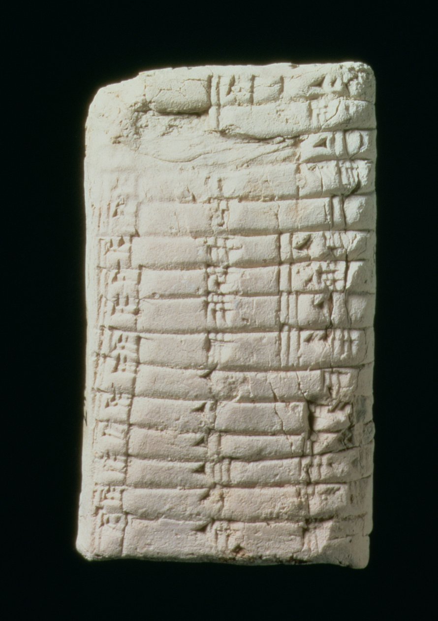 Tabuinha pré-histórica com mesa de multiplicação (gesso) de Prehistoric