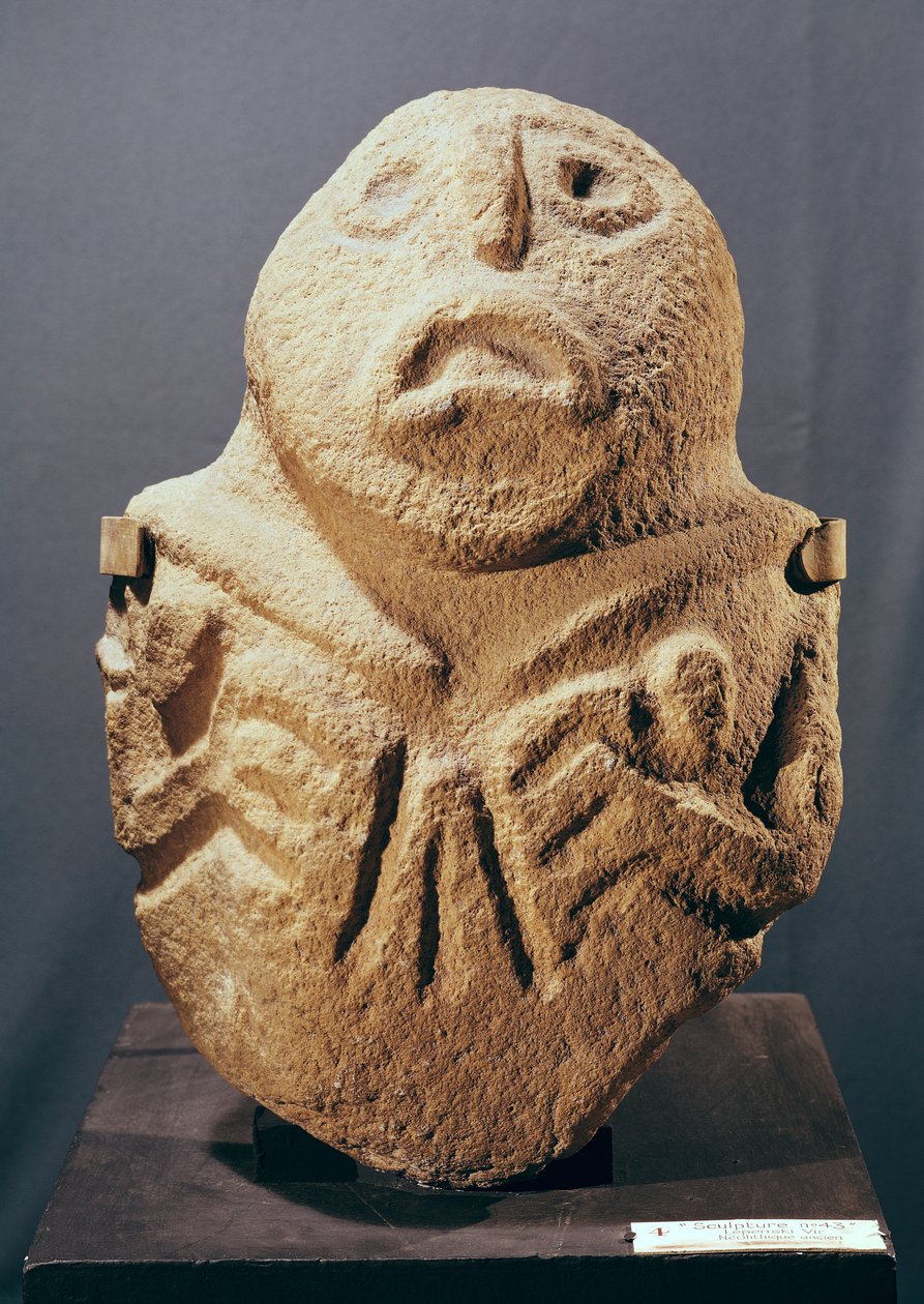 Escultura nº 43, de Lepenski Vir, Iugoslávia, c.6000 aC (arenito) de Prehistoric