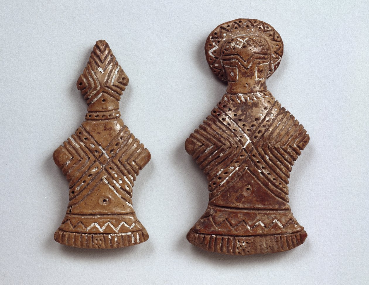 Duas figuras decoradas de Tchai-Kenat, Turquia, 3º milênio aC (cerâmica) de Prehistoric