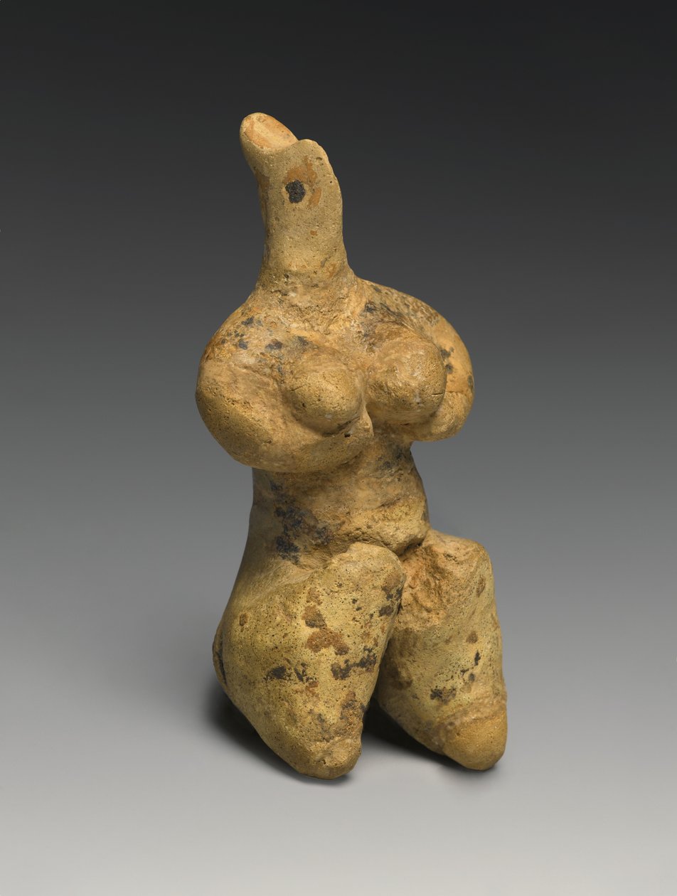 Estatueta feminina, final do quinto milénio (argila e pigmento) de Prehistoric