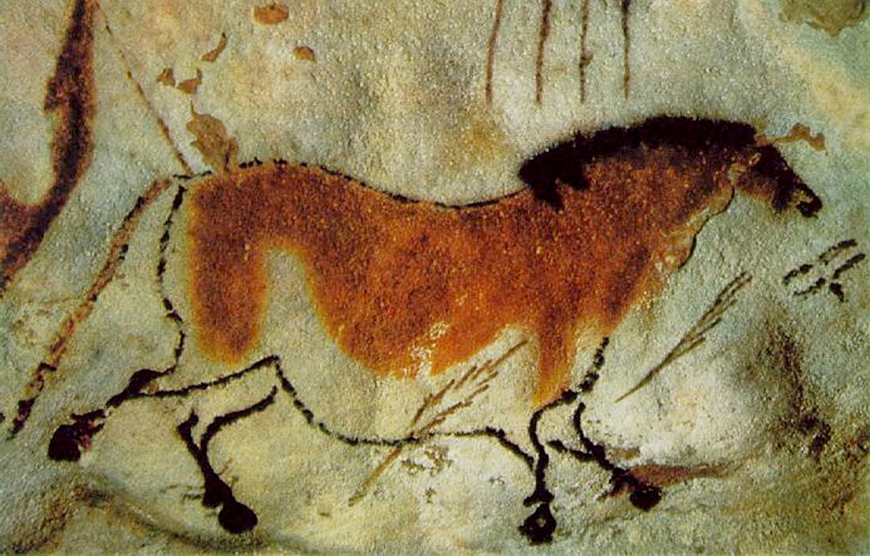 Um cavalo, c.15.000-10.000BC (pigmentos na pedra) de Prehistoric