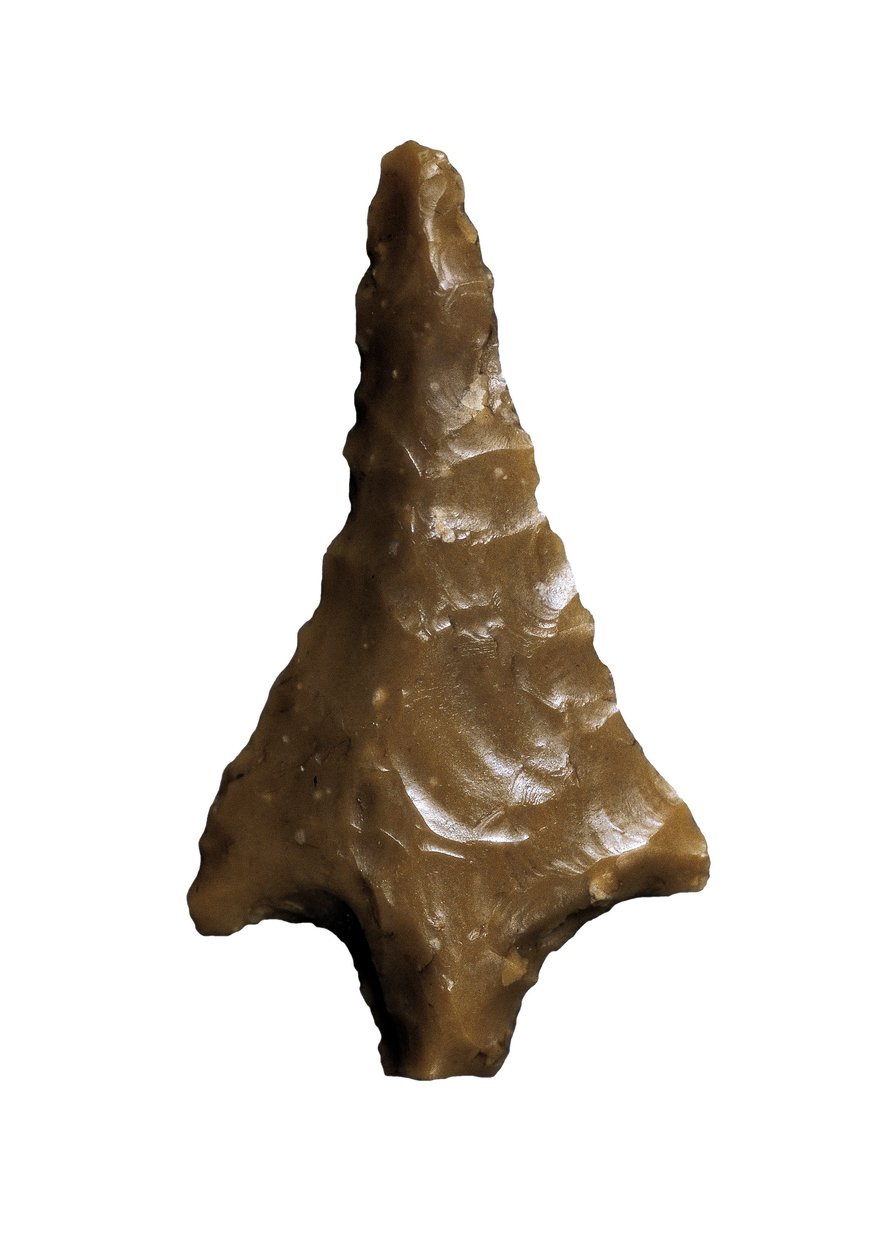 Ponta da seta da pré-história (Paleolítico Superior - Solutreen). é nativo de Velez Blanco, caverna de Ambrosio Barcelona (osso) de Prehistoric Prehistoric