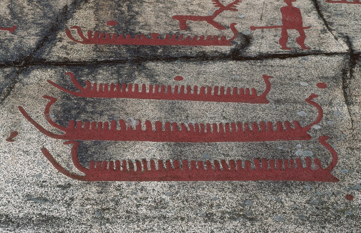 Barcos, Fossum rock, Petroglifo de Tanum, Suécia de Prehistoric Prehistoric