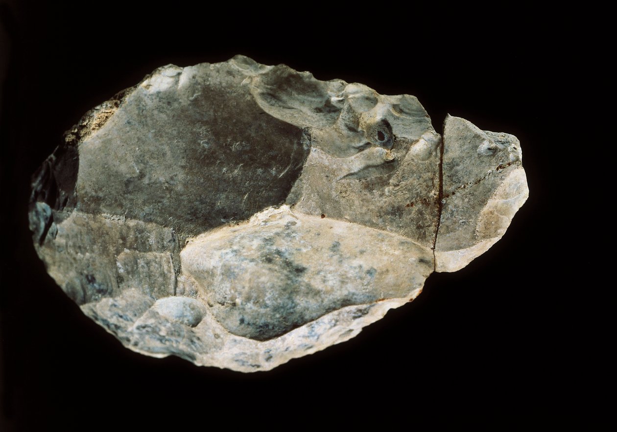 Pedra de pedra de dupla face, Paleolítico Superior (pederneira) de Prehistoric Prehistoric