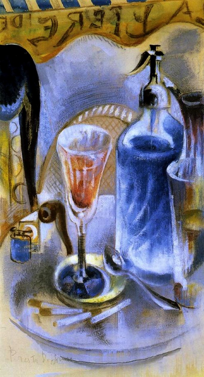 Ainda vida com sifão, c.1930 (wc, guache, pastel e carvão sobre papel) de William Preston Dickinson