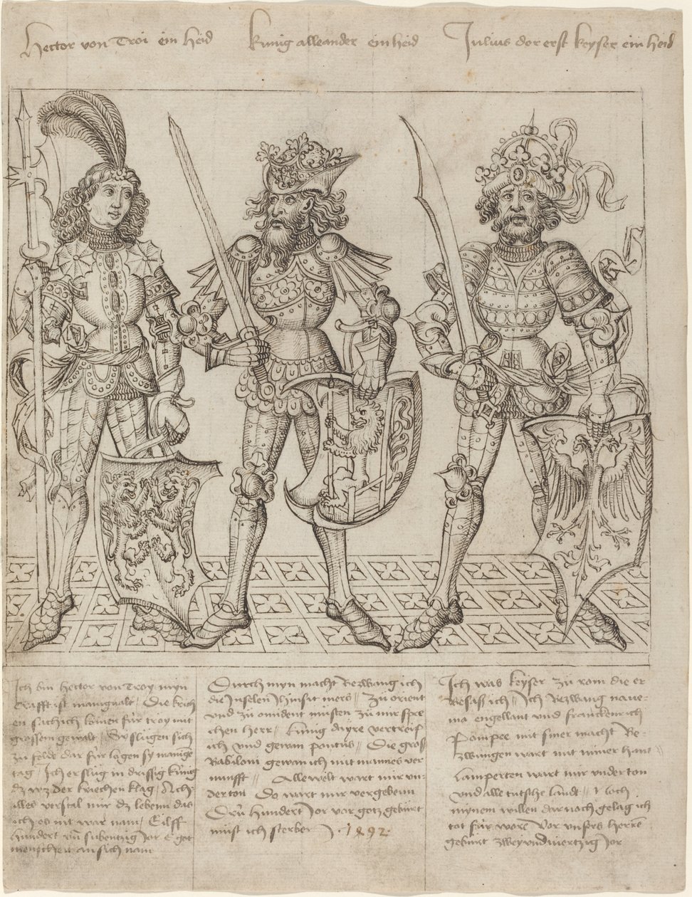 Heitor de Tróia, Alexandre o Grande e Júlio César de Primary Master of the Strassburg Chronicle