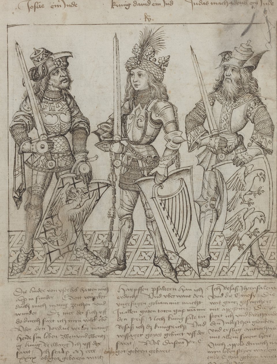 Josué, Rei David e Judas Maqboose de Primary Master of the Strassburg Chronicle