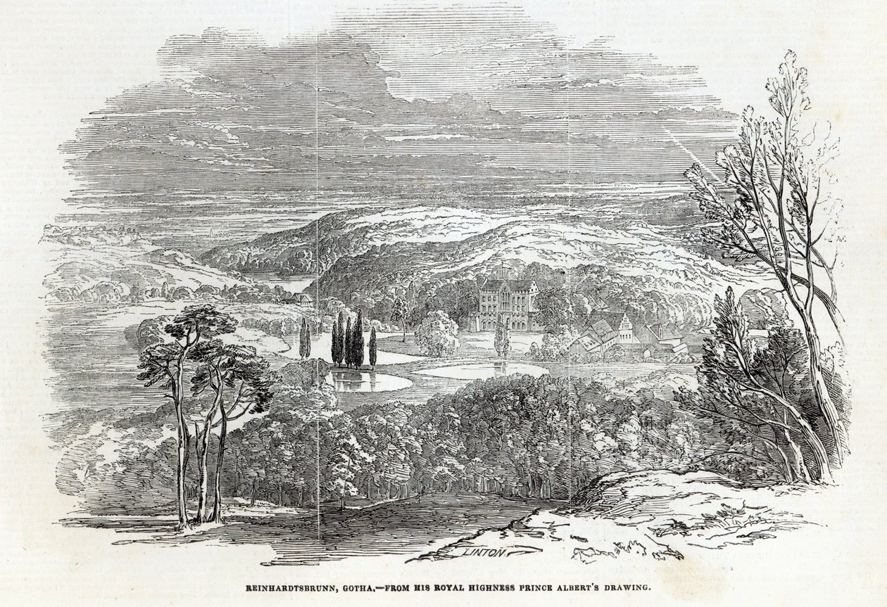 Reinhardtsbrunn, Gotha, gravado por WJ Linton, de &39;The Illustrated London News&39;, 30 de agosto de 1845 de Prince Albert of Saxe Coburg and Gotha
