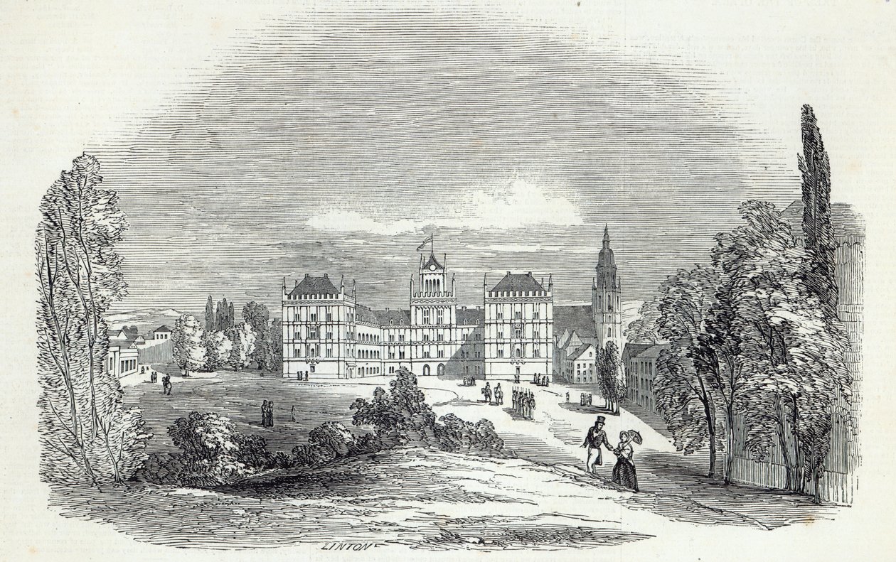 O Palácio de Ehrenburg, em Coburg, gravado por WJ Linton, de "The Illustrated London News", 30 de agosto de 1845 de Prince Albert of Saxe Coburg and Gotha