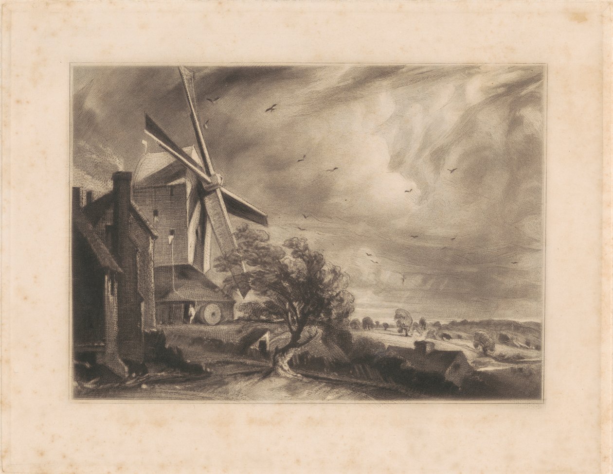 Moinho perto de Colchester de Print made by David Lucas