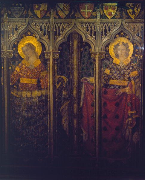 Anjos, reconstrução de uma muralha um quadro originalmente na Capela de Santo Estêvão de Professor Ernest Tristram