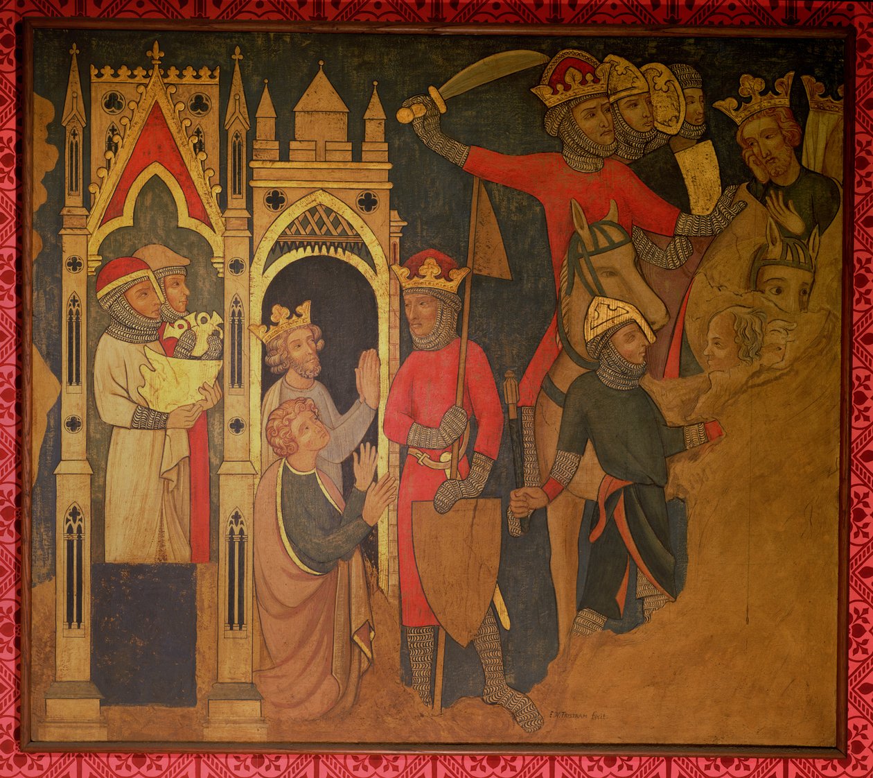 Cativeiro do Rei Joaquim de Israel, reconstrução de uma pintura de parede originalmente na Câmara Pintada do Palácio de Westminster de Professor Ernest Tristram