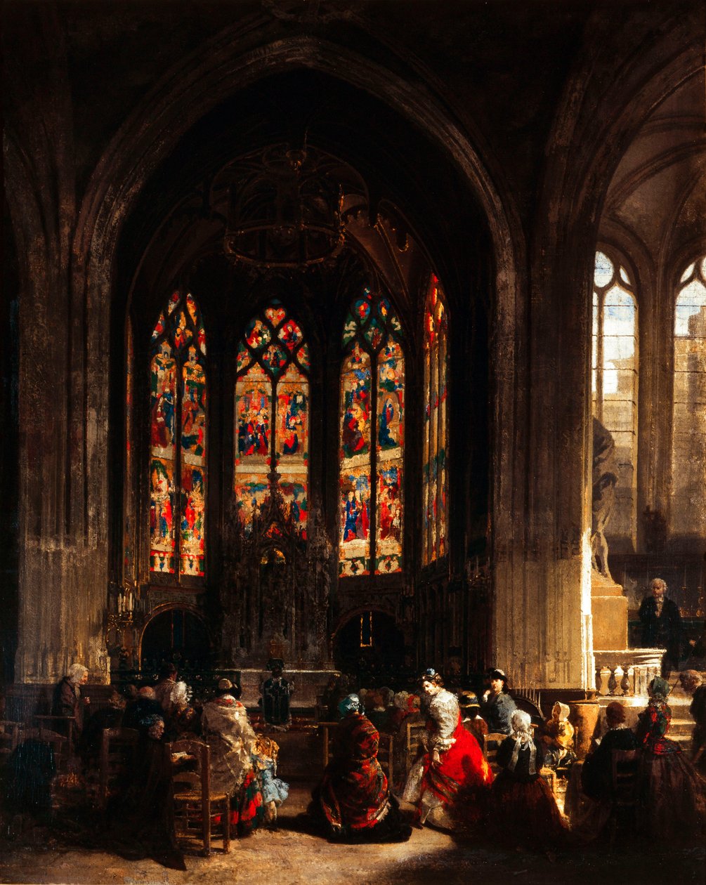 A Capela da Virgem na Igreja Saint Gervais, Paris, c.1856 de Prosper Lafaye or Lafait