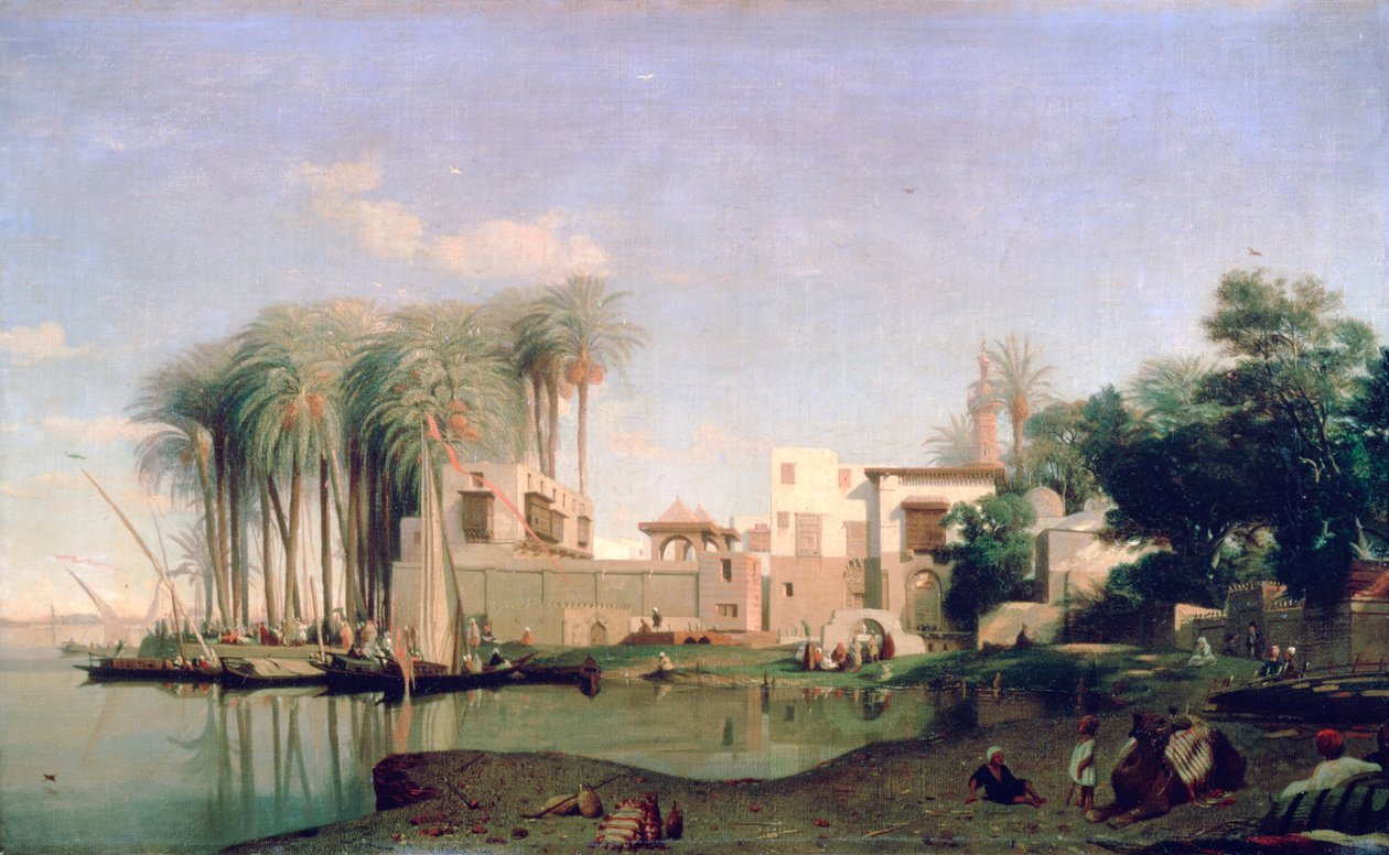 Beni Suef no Nilo, século XIX de Prosper Georges Antoine Marilhat
