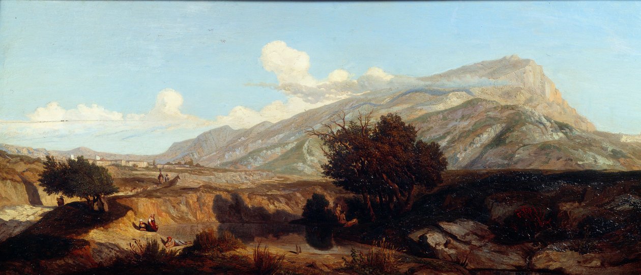 Vista da paisagem sagrada da montanha Victory de maquis no Sul. Pintura de Prosper Joseph Gresy (1804-1874) século XIX Aix en Provence, Musee Granet de Prosper Joseph Gresy
