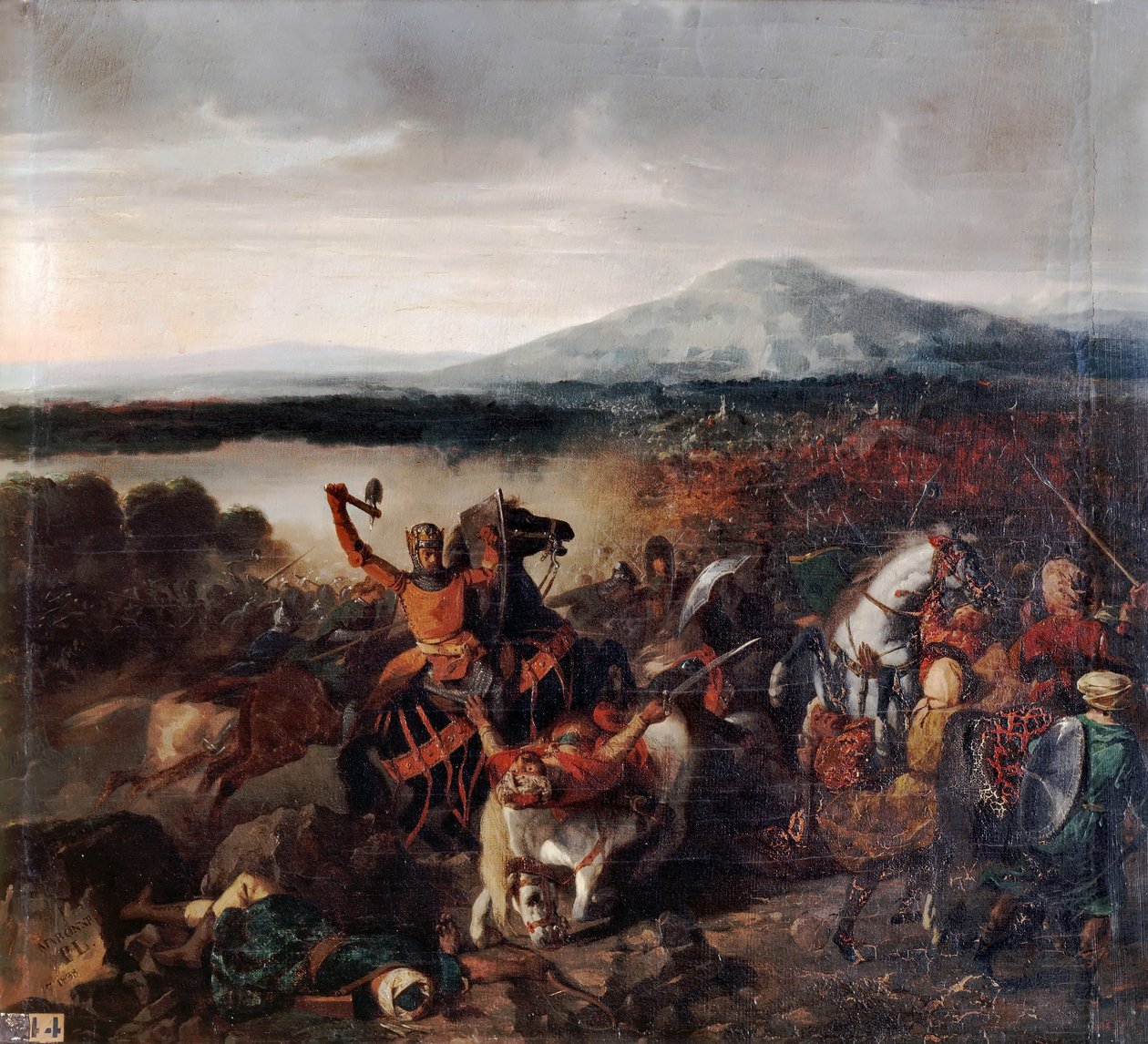 Roger I da Sicília na batalha de Cerami em 1061 de Prosper Lafaye or Lafait