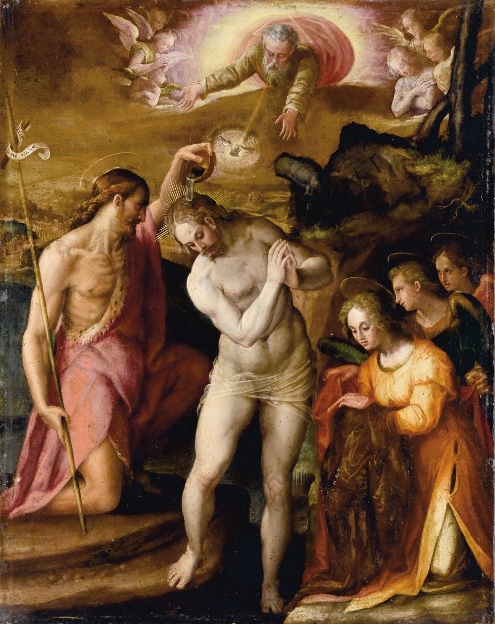 Batismo de Cristo (óleo sobre tela) de Prospero Fontana