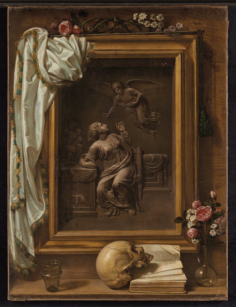 Olho de Trompe-l "com baixo-relevo de bronze representando a Anunciação, 1825 de Prospero Mallerini