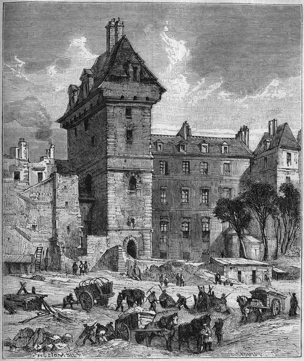 Vista da Torre de Jean Sem Medo (século XV), último vestígio do Hotel de Burgundy. Paris de Provost Provost