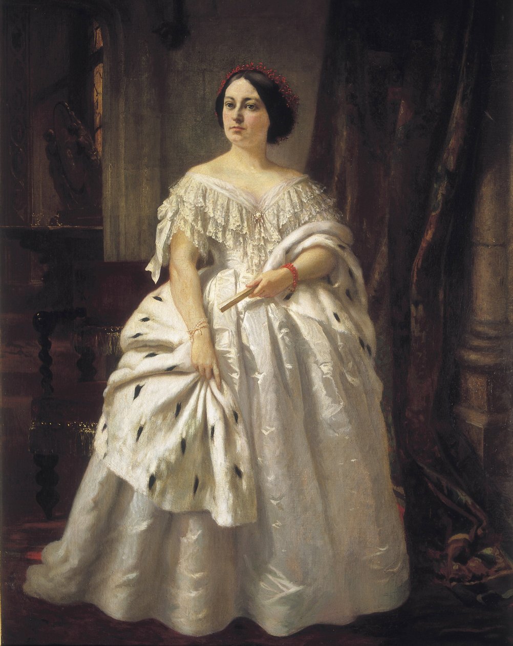 LAMADRID, Teodora (1821-1886). Actriz espanhola (óleo sobre tela) de Prudent Louis Leray