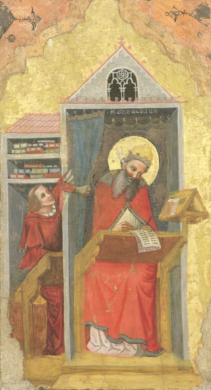 São Gregório Magno (540-604) em seu estudo (têmpera no painel) de Pseudo Jacopino di Francesco