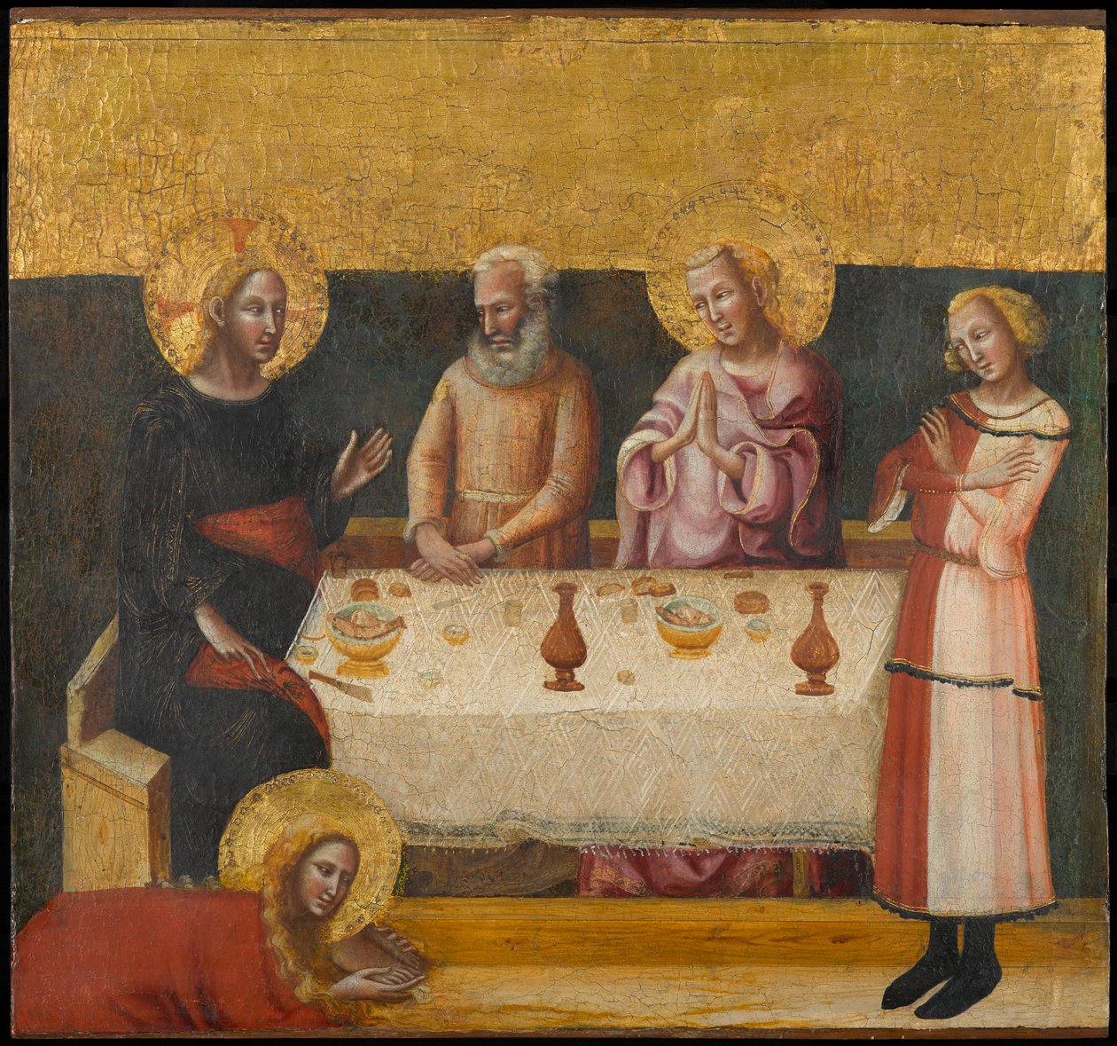 Maria Madalena Lavando os Pés de Cristo, circa 1325-1330 (tempera e folha de ouro no painel) de Pseudo Jacopino di Francesco