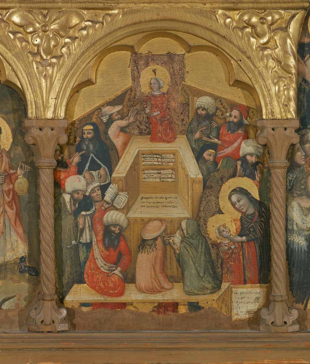 Políptico da Dormição da Virgem, detalhe de Jesus com os Doutores (tempera no painel) de Pseudo Jacopino di Francesco