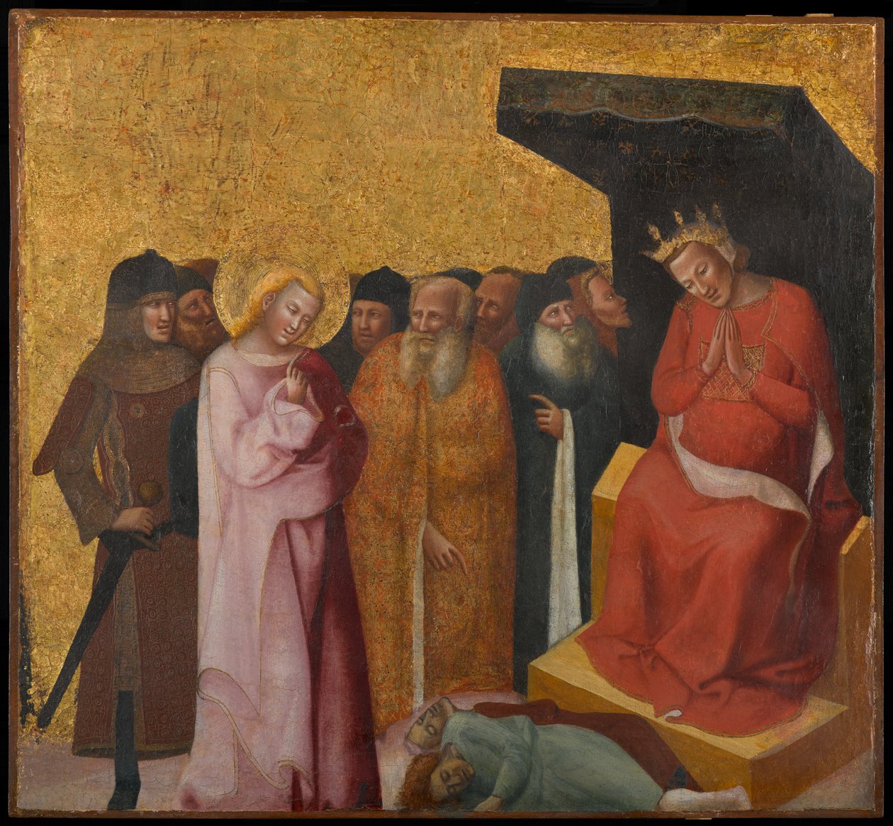 São João Evangelista Restaurando Dois Homens à Vida, por volta de 1325-1330 (tempera e folha de ouro no painel) de Pseudo Jacopino di Francesco