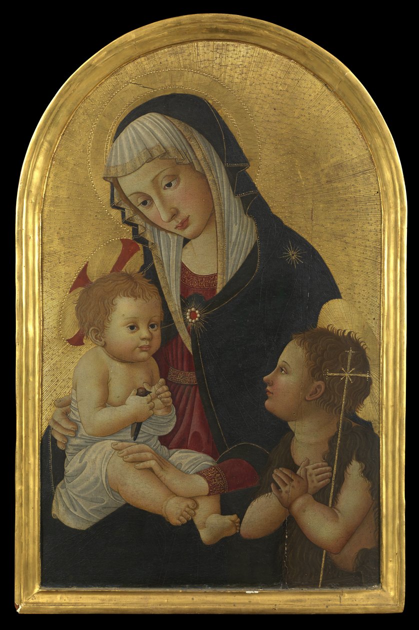 A Virgem com o Menino com Pintassilgo e o Menino São João, após 1460 (têmpera sobre painel) de Pseudo Pier Francesco Fiorentino