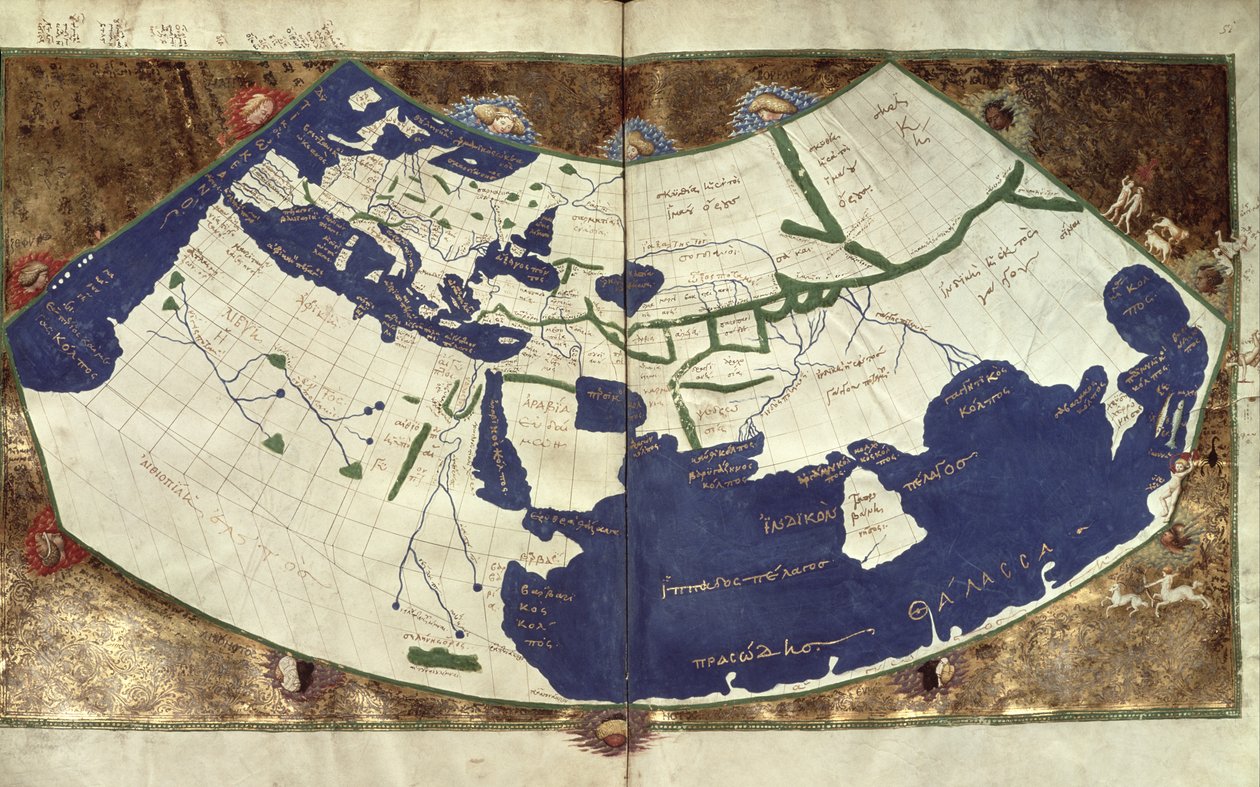 Mapa do mundo conhecido, de &39;Geographia&39; de Ptolemy