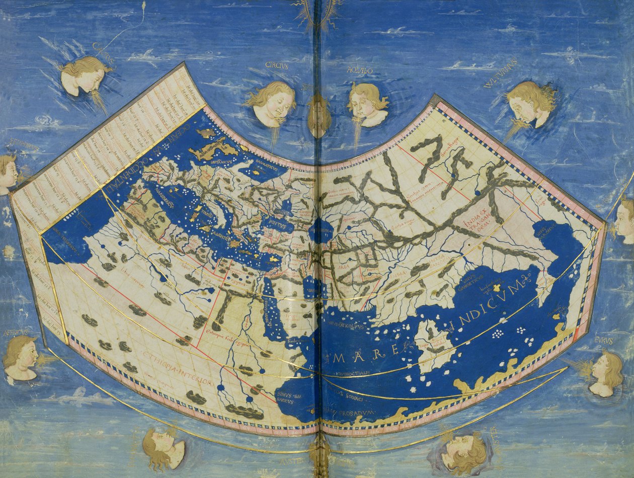 Ms Lat 463 Fol.75v-76r Mapa do mundo com os doze ventos de Ptolemy