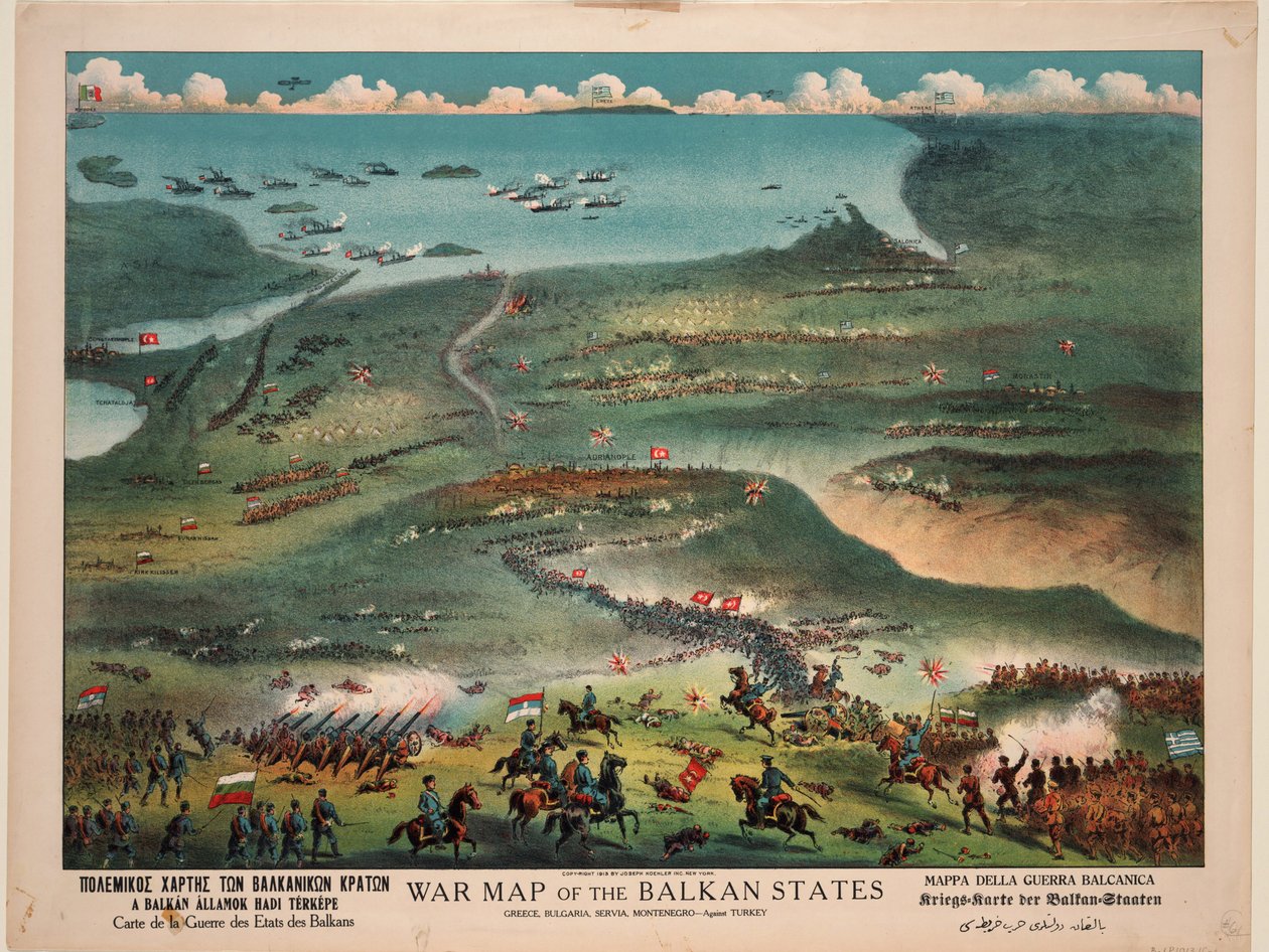Mapa de guerra dos Estados Balcânicos de Publisher Joseph Koehler New York