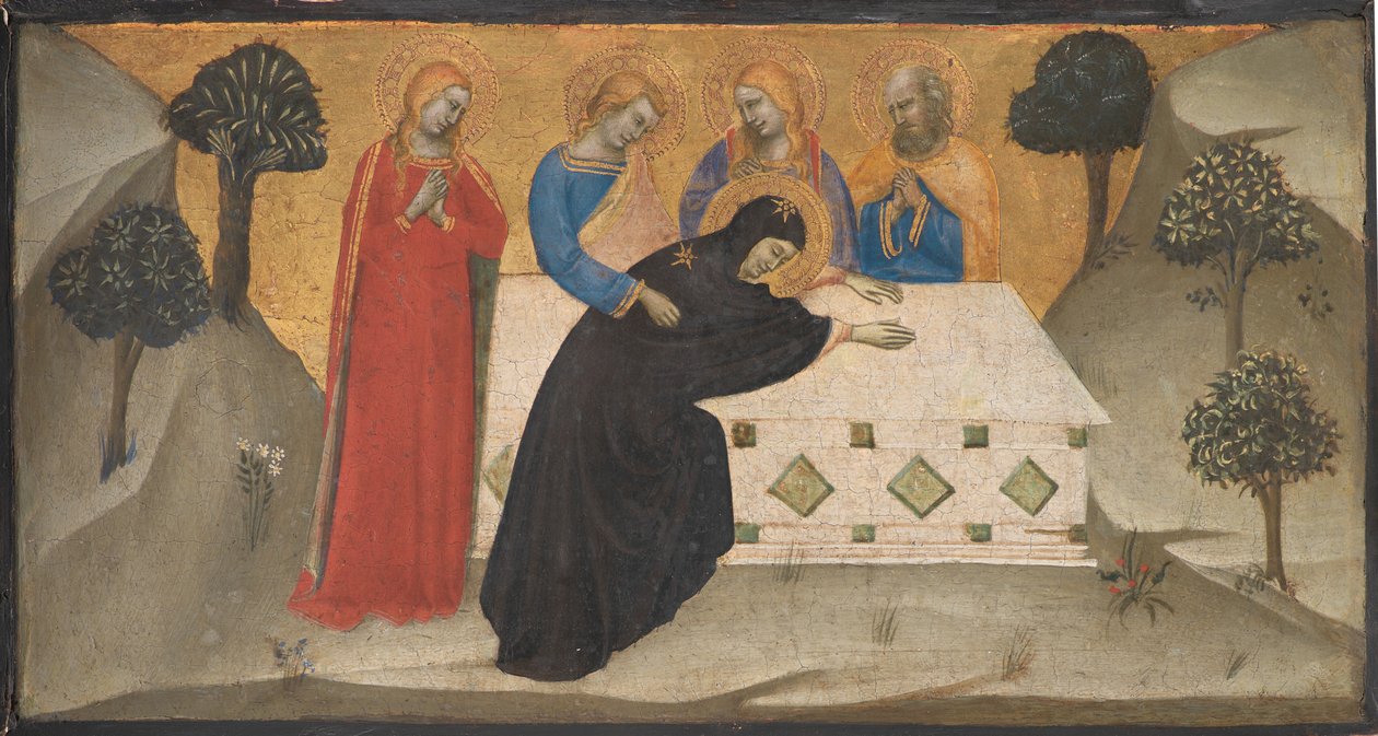 A Virgem Desmaiando e as Três Marias no Túmulo de Cristo de Puccio di Simone